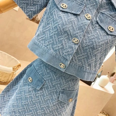 クロスステッチ デニムスカートセット 2色展開