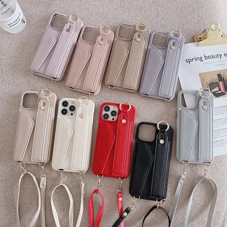 レザーストラップ カードケースiPhoneケース 9色展開