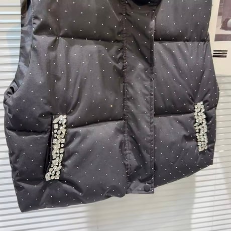 ビジューストーンダウンベスト 2色展開