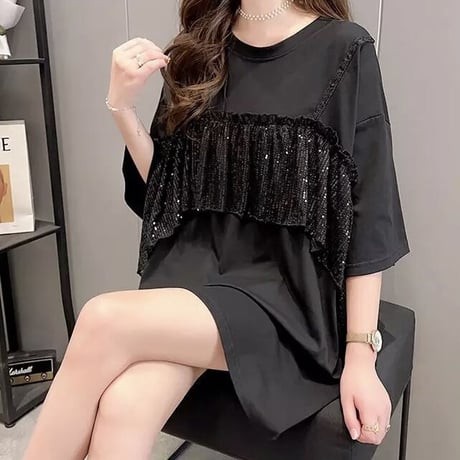 バックデザイン ラメビスチェデザインTシャツ 2色展開