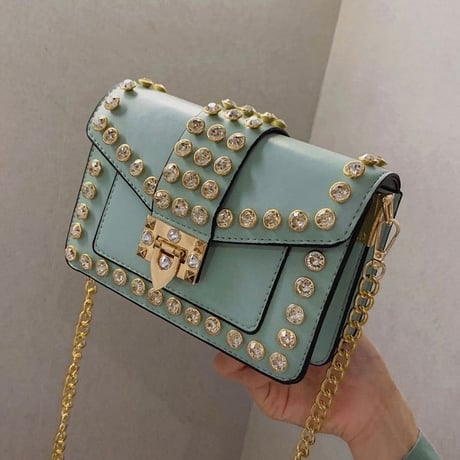 ビジューストーン チェーンバック 4色展開