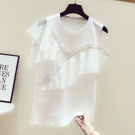 【S.Mサイズ即納】メッシュカット ノースリーブトップス