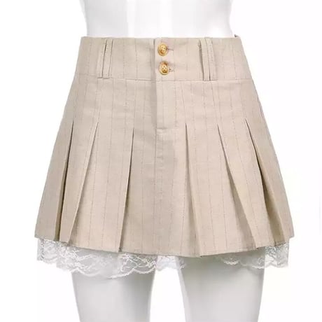レースヘム プリーツミニスカート