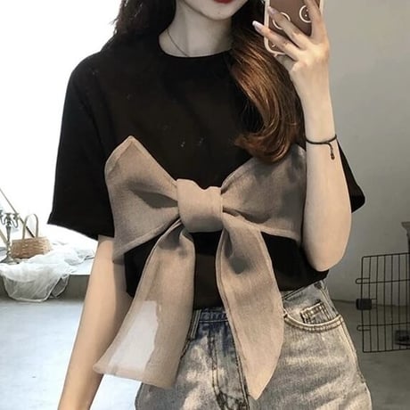 シフォンリボン Tシャツ 2色展開