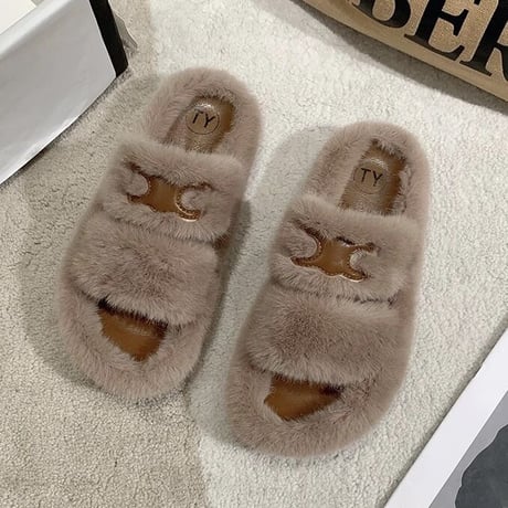レザーステッチ ファーサンダル 3色展開