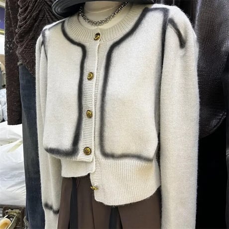 ブロックライン カーディガン 4色展開