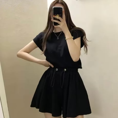 バックリボントップスパンツセット 2色展開
