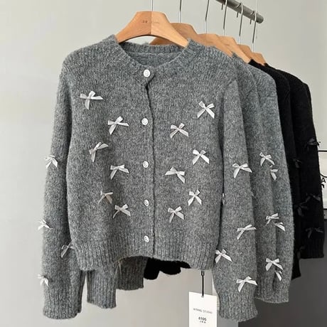 リボンステッチカーディガン 2色展開