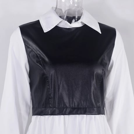 【White Sサイズ即納】レザービスチェ ブラウスワンピース 3色展開