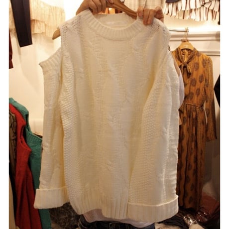 ショルダーカット フレアスリーブニット 4色展開