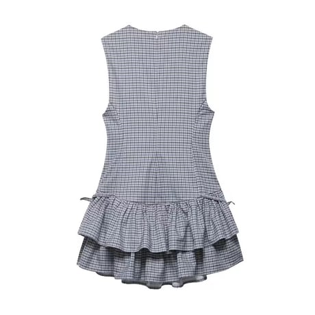フリルチェックノースリーブワンピース 2色展開