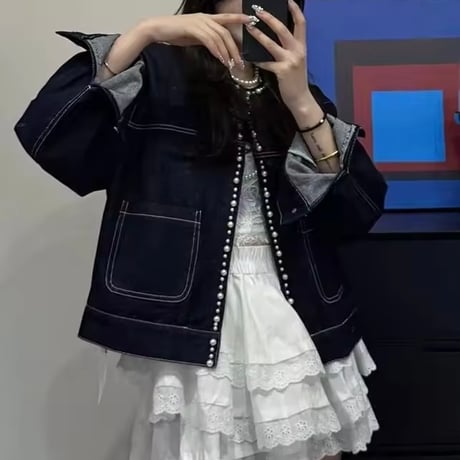 パールラインデニムジャケット