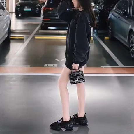 ビジューベルトレースアップスニーカー 2色展開