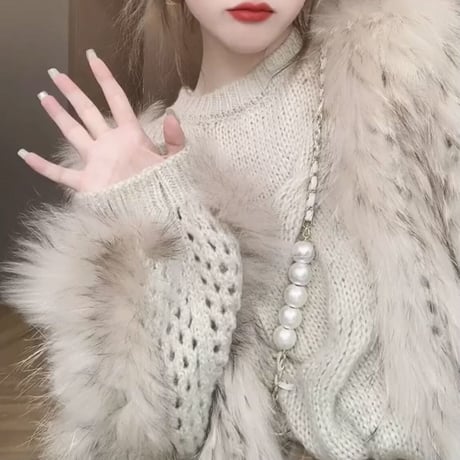 ファースリーブ ケーブルニット 5色展開