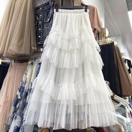 フリルカラー メッシュスカート 7色展開