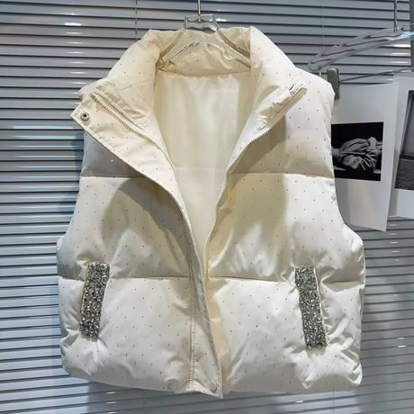 ビジューストーンダウンベスト 2色展開