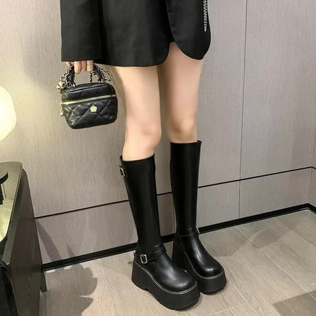 ダブルベルト ハイソールブーツ 2色展開