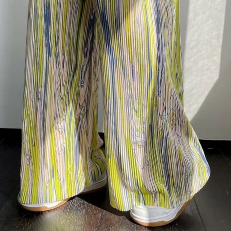 マーブルストライプ リブパンツ 2色展開