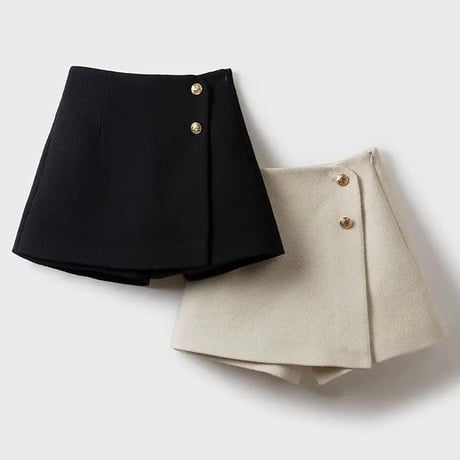 ゴールドボタン ハイウエストスコート 2色展開