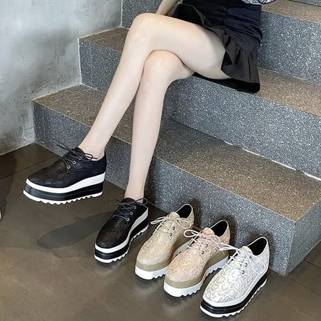 スネークプリント ハイソールシューズ 4色展開