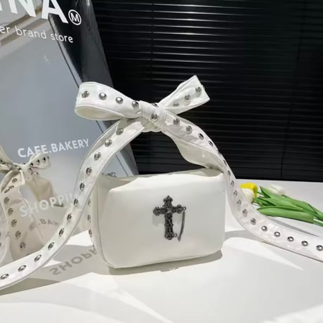 リボンストラップクロスモチーフバッグ 6色展開
