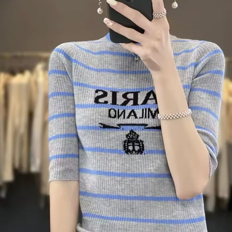 PARISボーダーサマーニット