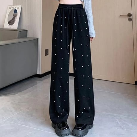 ビジュー スウェットパンツ 2色展開