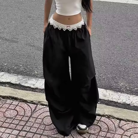 レースウエストカジュアルパンツ