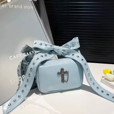 リボンストラップクロスモチーフバッグ 6色展開