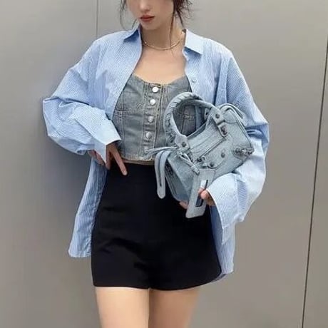 【Lサイズ即納】デニムタッセル バッグ