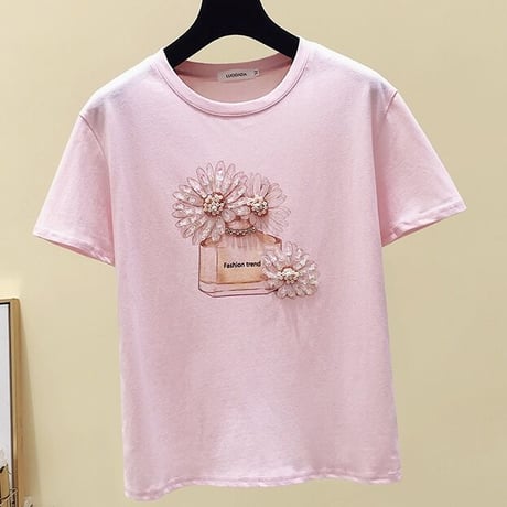ビーズフラワー フレグランスTシャツ 3色展開