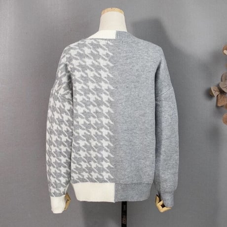 ハーフ千鳥デザイン ニット 2色展開