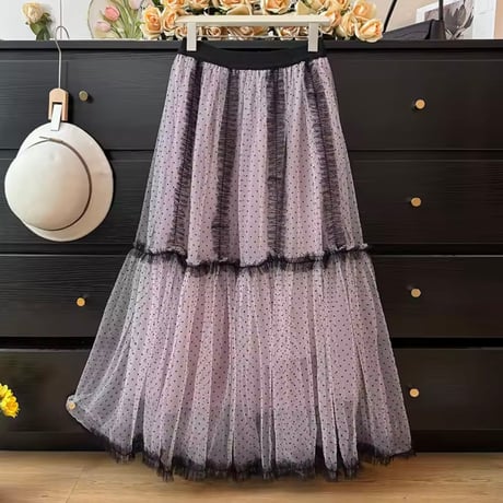 ブラックレースドットスカート 4色展開