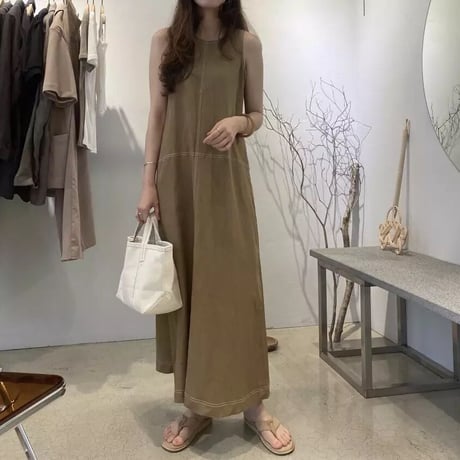 ノースリーブ ステッチサンワンピース 2色展開