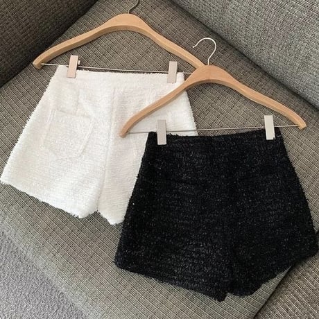 ラメツイード ハイウエストショートパンツ 2色展開