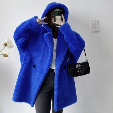 アルパカボア テディフーディコート 8色展開