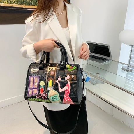 カラフルステッチ クロコデザインバッグ 6色展開