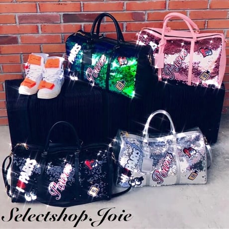 2way ワッペンスパンコール ビッグボストンバッグ 4色