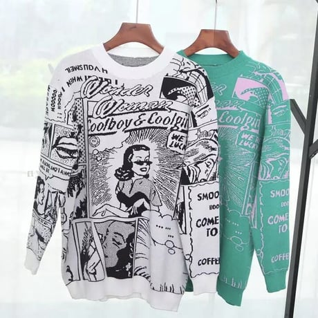 コミックデザイン ニット 2色展開