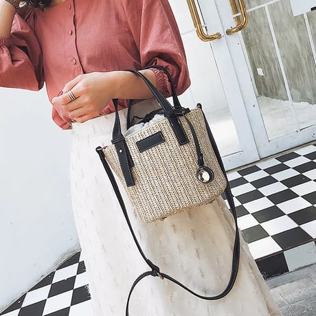 2way レザーストラップ ストローバッグ 2色展開