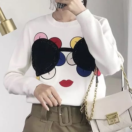 フラワーサングラス フェイスニット 2色展開