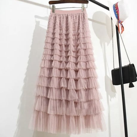 ロングチュールスカート 12色展開