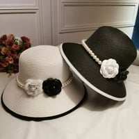 フラワーモチーフパールラインハット 3色展開