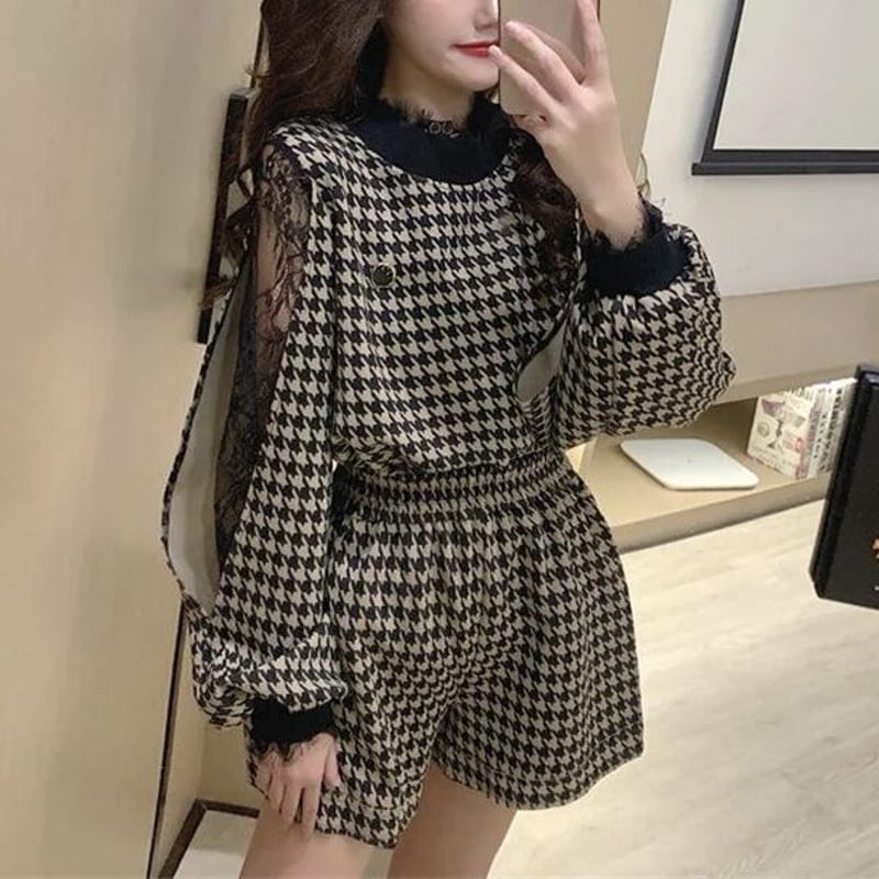 レーススリーブ 千鳥格子セットアップ | Selectshop.Joie レーススリーブ 千鳥格子セットアップ | Selectshop.Joie