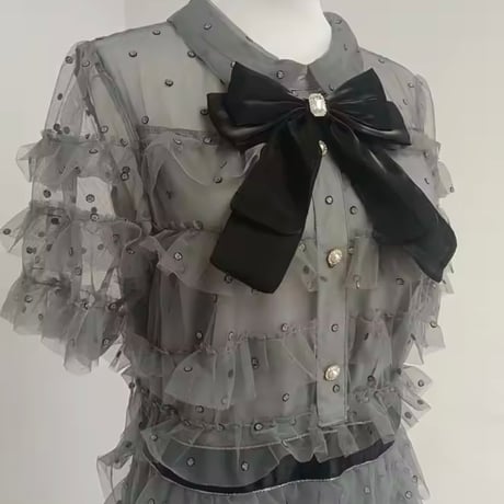 ビジュードットフリルタイワンピース 2色展開
