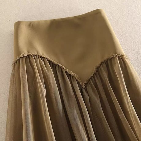 カットデザイン メッシュフリルスカート 3色展開