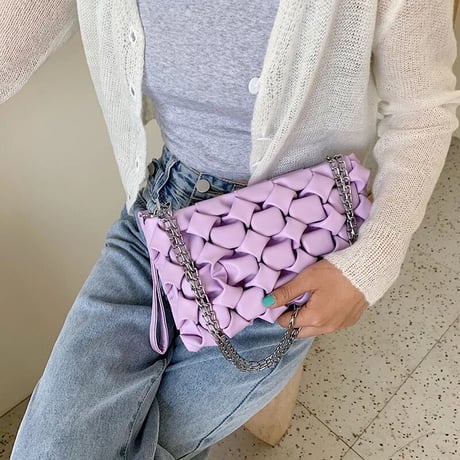 【Purple即納】クロシェ チェーンバッグ 4色展開