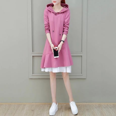 シフォンヘム フーディワンピース 3色展開