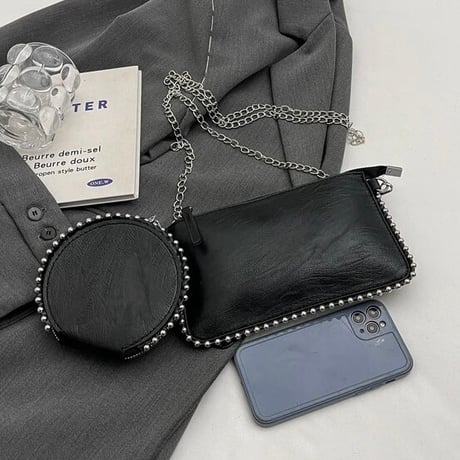 シルバーリベット ダブルバッグ 4色展開