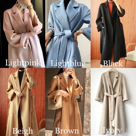 【高品質】カシミヤウール ロングコート 6色展開